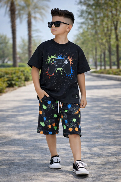 KOKOŞ BEBEK طقم شورت للأطفال مطبوع من بلاي ستيشن - للأعمار 3/12 سنة - 31690