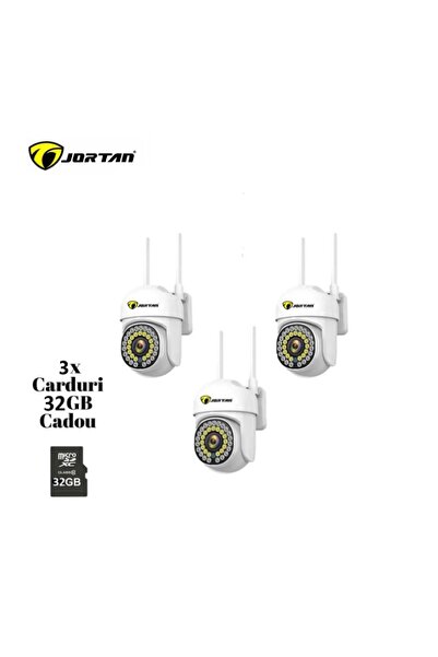 Jortan Premium Package 3 WiFi IP66 Cameras – Complete Day and Night Surveilla...