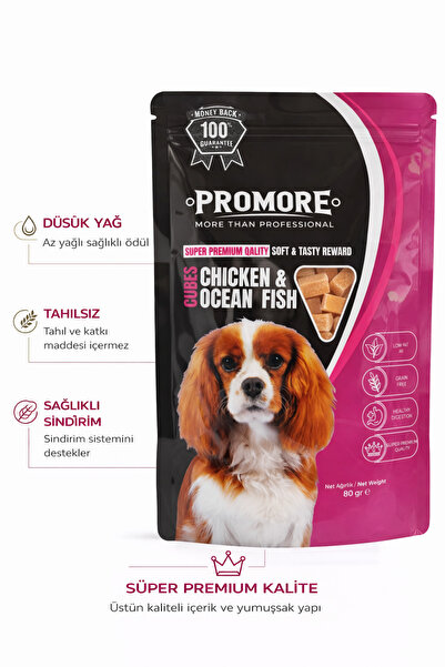Chicken & Ocean Fish Küp Köpek Ödül Maması 80 gr – Tahılsız, Düşük Yağlı, Yumuşak Ödül