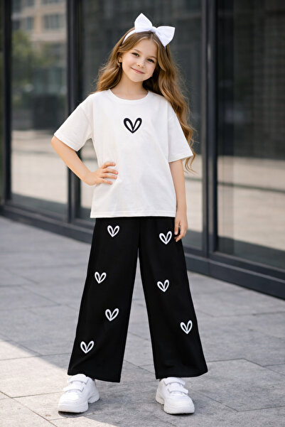 KOKOŞ BEBEK Girl's Heart Printed Set - Age 7/10 - 31693