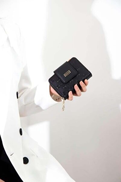 Silver Polo فضي وبولو أسود - محفظة وحامل بطاقات للسيدات باللون الأسود SP935