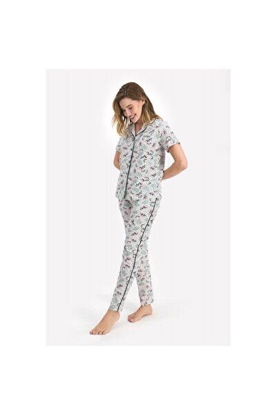 Pierre Cardin Pijama dama bumbac, bluza cu nasturi, maneca scurta si pantalon...