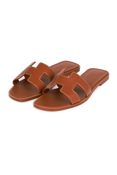 Slipper Hermè$ Oran Sandals Gold Box Calfskin