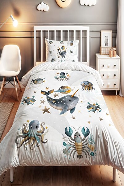 EVPANYA طقم غطاء لحاف أطفال منقوش باللون الأزرق للأطفال الرضع