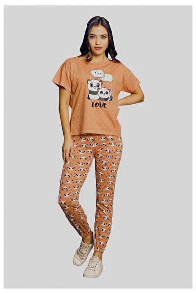 lindros Γυναικείες πυτζάμες, με κοντά μανίκια και μακρύ βαμβακερό παντελόνι, ...