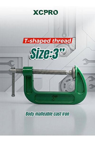 XCPRO مشبك حرف G من الحديد الزهر مقاس 3 بوصات مع خيط على شكل حرف T للاستخدام ...