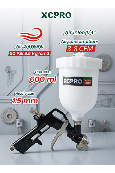 XCPRO مسدس رش هوائي، فوهة 1.5 مم، كوب سعة 600 مل