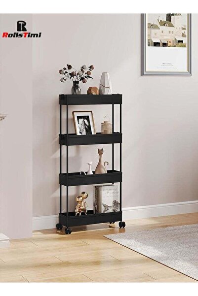 RollsTimi Slim Storage Cart with Wheels - 4 Tier Bathroom Organizers and Stor...