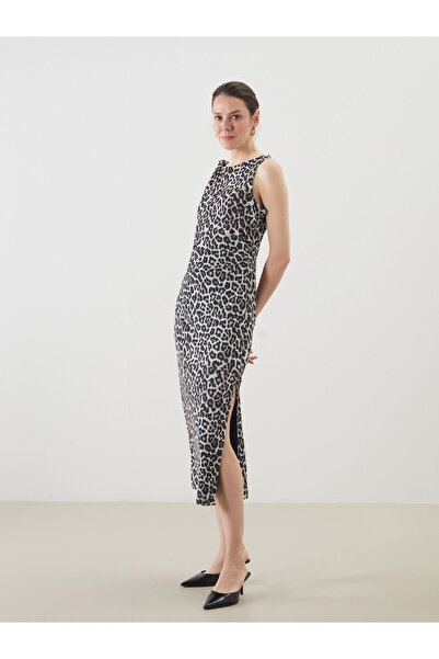 LC Waikiki Rochie cu imprimeu leopard și talie cambrată