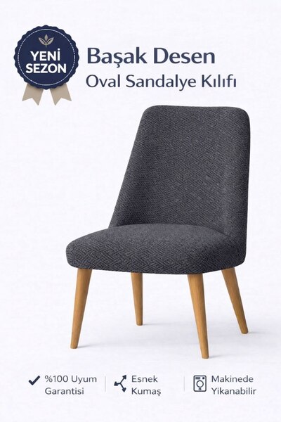 zerıf moda A Kalite Başak Desenli Sandalye Kılıfı Likralı Esnek Yıkanabilir T...