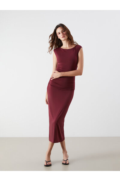 LC Waikiki Slash Neck Ruched Dress