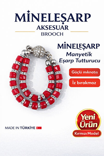 MİNELEŞARP34 Магнитен фиксатор за шал/наметало с мъниста – Силен държач (6 цв...