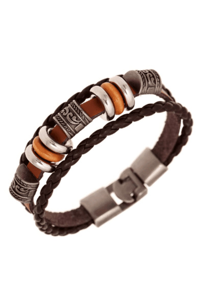 CRM Bracelet with multiple accessories, CRM, leather/metal, unisex, multi-bro...