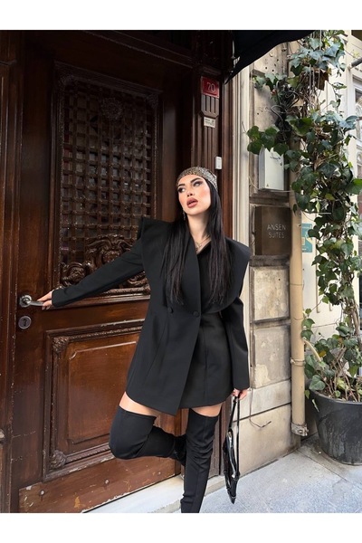 Celiora Modern Cut Padded Shoulder Detailed Double-Breasted Women's Blazer Ja...