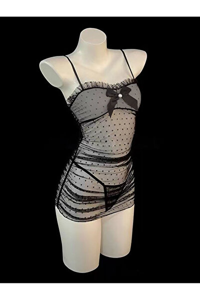 JInsh Sexy Hot Babydoll Lingerie Dress Polka Dot Bow Nightgown Seductive Tigh...