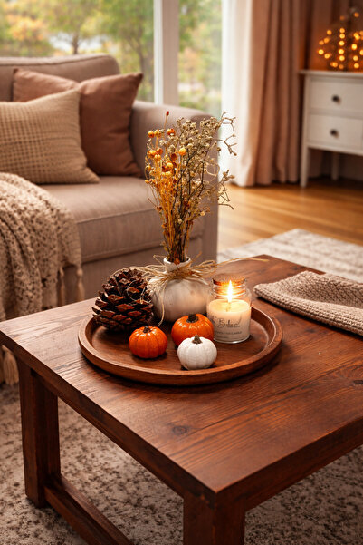 THE BOHEMM Dekoratif Balkabağı Vazo ve Mum Seti