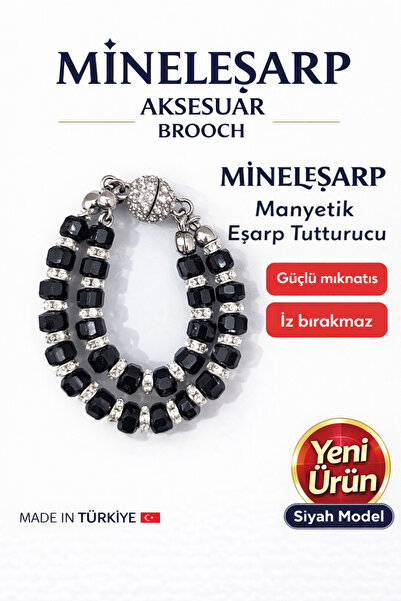 MİNELEŞARP34 Magnetic Scarf Shawl Fastener with Bead Detail – Strong Fixer (6...