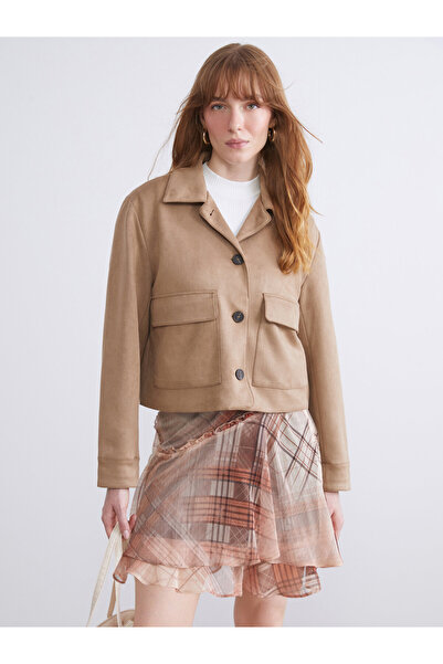 LC Waikiki Collared Neck Women's Faux Suede Jacket