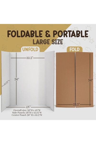 Al Raied ARS® White Trifold Presentation Board 36" x 48" Display Exhibition B...