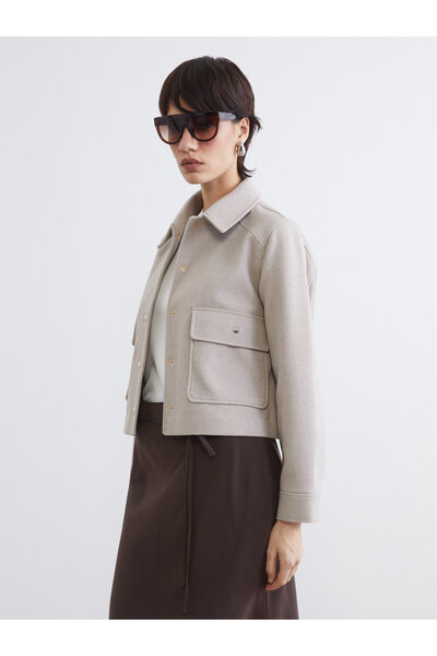 LC Waikiki Women's Cashmere Coat with Shirt Collar