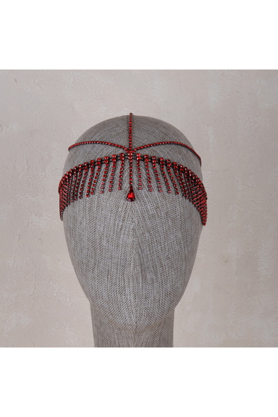 Limelia إكسسوار شعر العروس المرصع بالكريستال - تاج سلسلة الحناء للسهرات والخط...