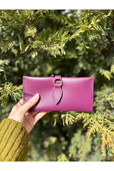 şeffafavm Purple Leather Wallet