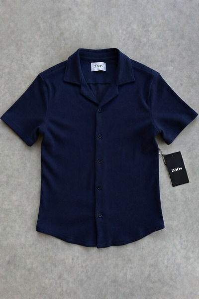 zs zaos fashion Men's Short-Sleeved Slim-Fit Patterned Textured Summer Shirt ...