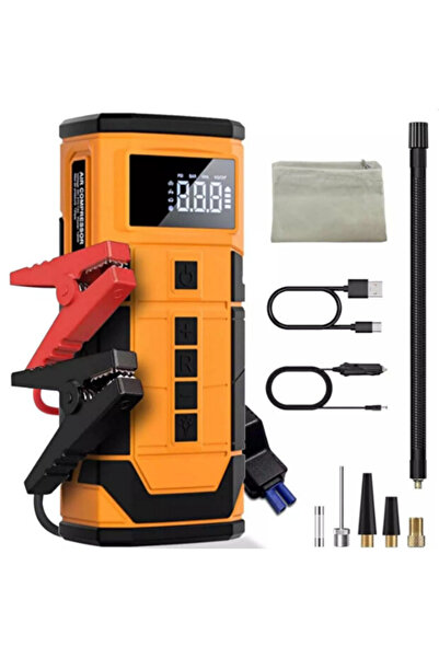 farissu Taşınabilir Araç Akü Takviye Cihazı (Jump Starter) & 150 PSI Dijital ...
