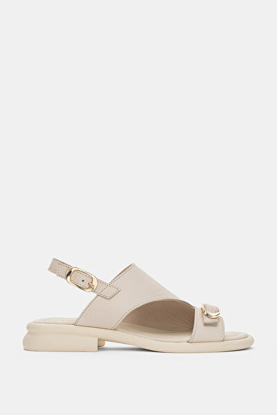 selin shoes Solea Genuine Leather Low Heel Women's Sandals with Gold Accessor...