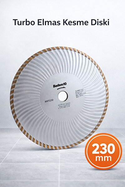 Badem10 Turbo Elmas Kesme Diski 230 mm Beton Mermer Granit Fayans Kesim Profe...