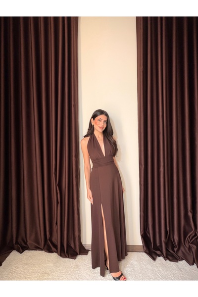 LOISY Rochie de vară pentru femei, cu șireturi, decolteu adânc și crăpături