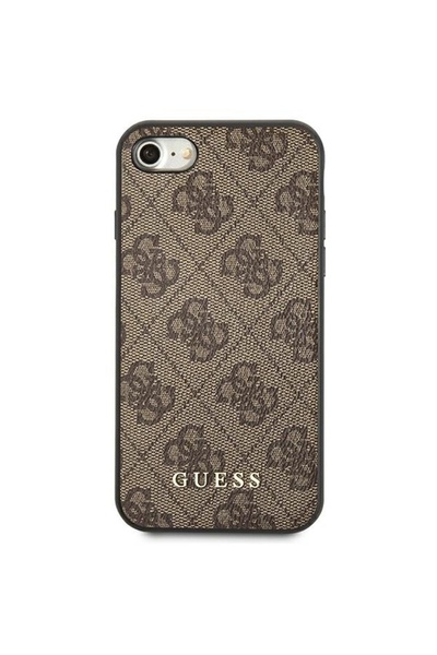 Guess 4G Metal Gold Logo Case for iPhone SE 2022/2020/7/8 Brown