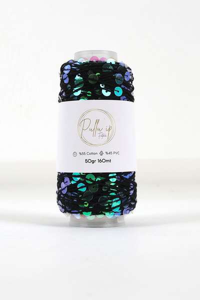 FATMA PULLU İP Sequin Yarn 160 Meters in 50 Gram Skeins Sequin Size: 3Mm+6Mm