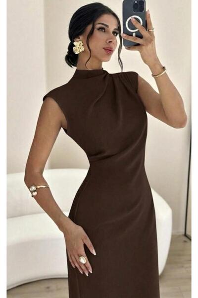 MEGOMEL Φόρεμα μίντι με γιακά πέτο και λεπτομέρεια με σκίσιμο