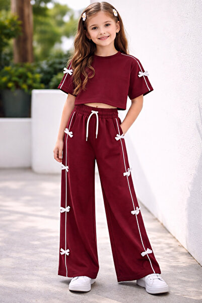 SANTRALBEBE طقم بدلة رياضية ناعمة بشريط للفتيات