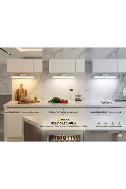 ÖNER HELİOS 3 RENK FONKSİYONLU ŞARJLI LED APLİK