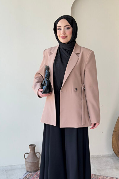 Tesettür Diyarı Kayle Belted Blazer Hijab Jacket - Camel Standard (Compatible...
