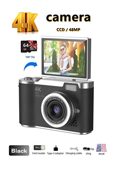 ZONBON 64GB SD card digital camera, 4k CCD digital zoom digitalcamera, 48MP 1...