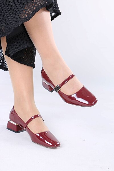 sefayol Γυναικεία παπούτσια Merla Bordo με τακούνι και αγκράφα από λουστρίνι