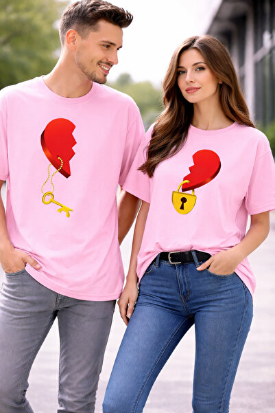 VODEXA Tricou oversize pentru bărbați și femei, tricou cu imprimeu inimă cu c...
