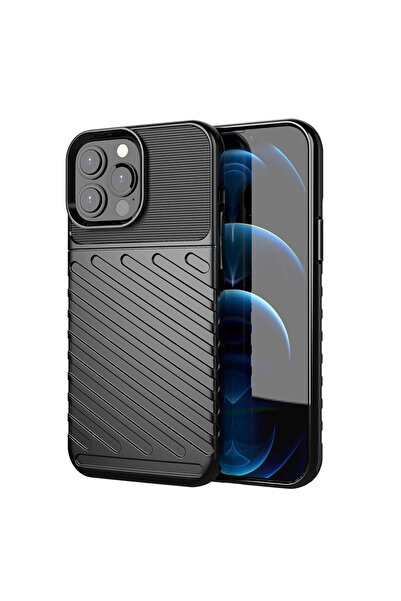 OEM Husă de protecție Thunder din TPU flexibil pentru iPhone 13 Pro Max - Negru