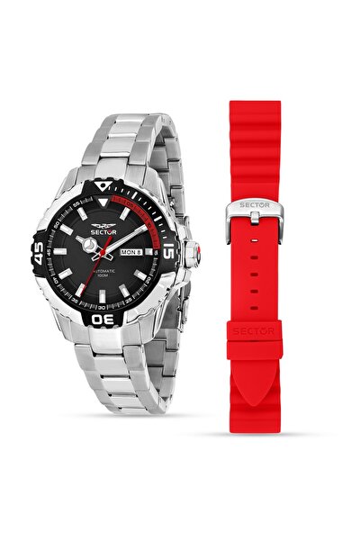 Sector Ceas LEGEND Climbing Manolo, inox argintiu, curea rosie cadou, automat...
