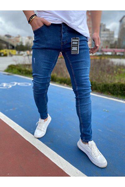 Ser Joven Men's Blue Slim Fit Laser Stretch Fabric Jeans