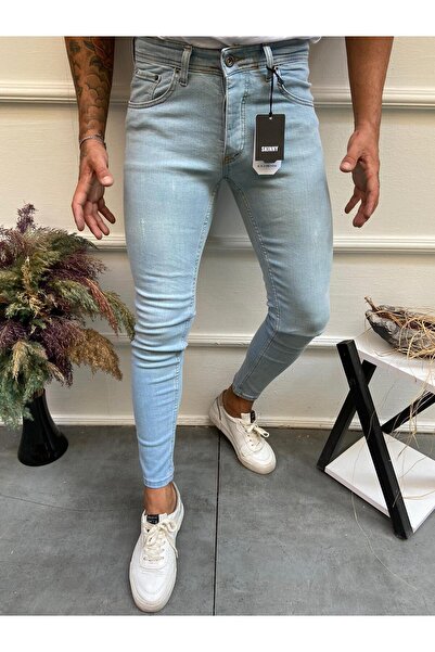 Ser Joven Men's Ice Blue Slim Fit Laser Stretch Fabric Jeans