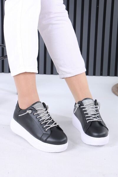 sefayol Γυναικεία αθλητικά παπούτσια Josep Black White Sole Matte Leather Stone