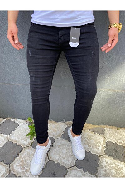 Ser Joven Men's Black Slim Fit Laser Stretch Fabric Jeans