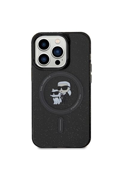 Karl Lagerfeld Karl & Choupette Glitter MagSafe Case iPhone 15 Pro Black