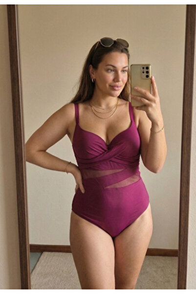 embody Visiniuous Modelling One Piece Swimwear with Transparent Mesh Inserts ...