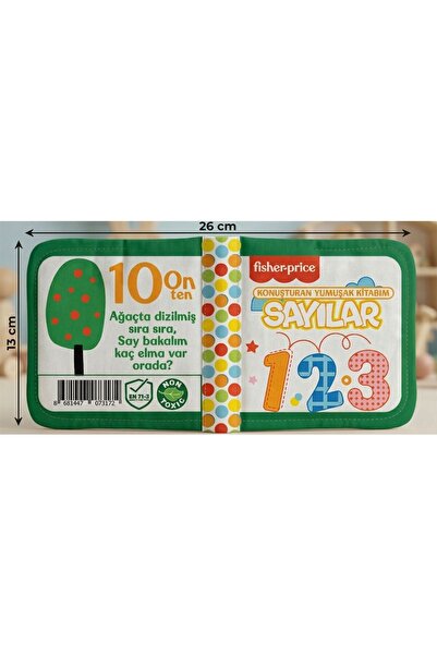 FISHER PRICE Konuşturan Bebek Kitabı Hışırtılı Sesli, Duyusal, Zeka Gelişim 0-3 Yaş Kitap Eğitim Seti (Sayılar)