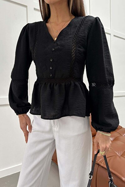 mylove Embroidered Blouse Black